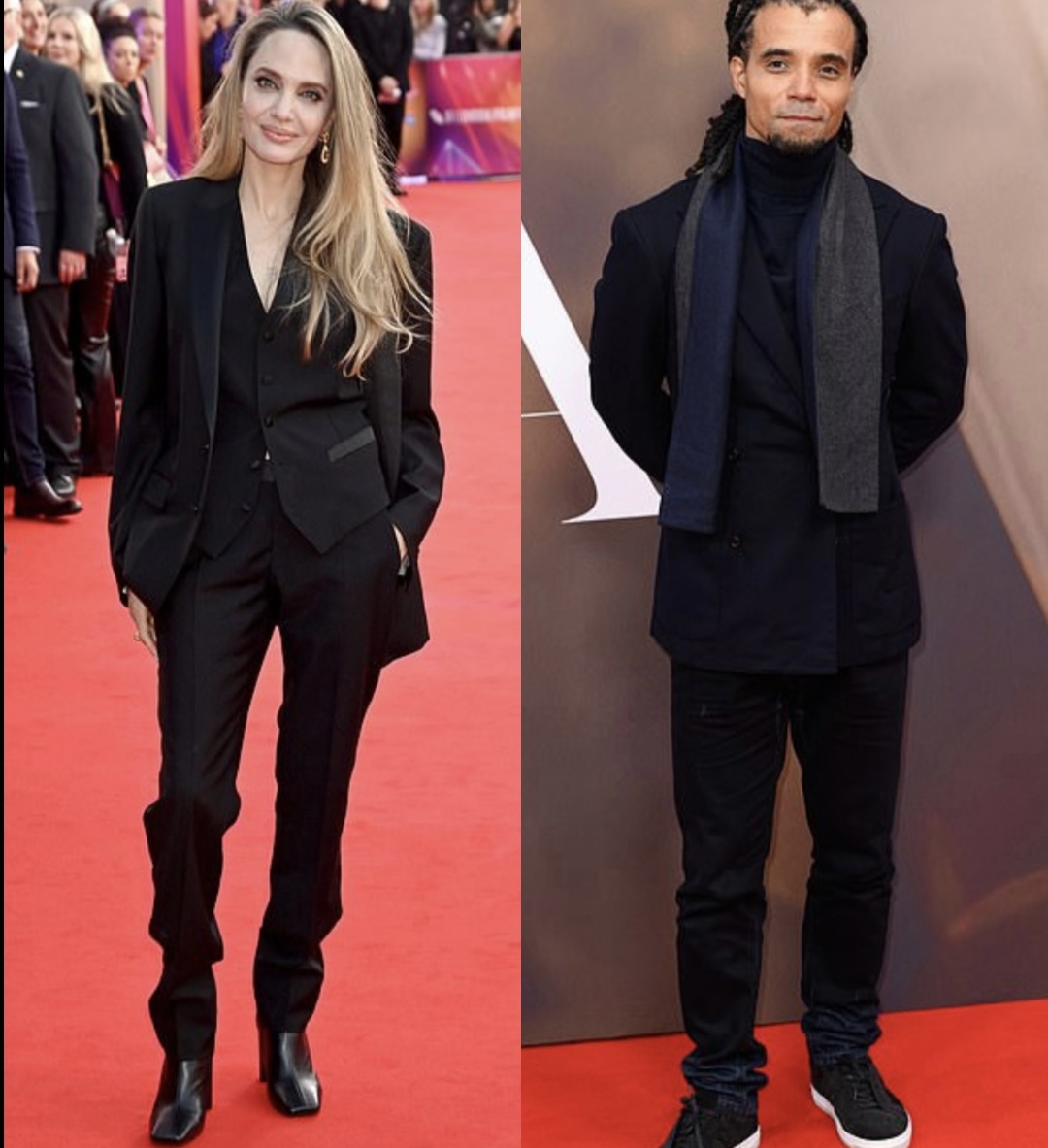 Angelina Jolie Publicly Debuts Romance In Matching Suits With Akala At Movie Maria London Premiere