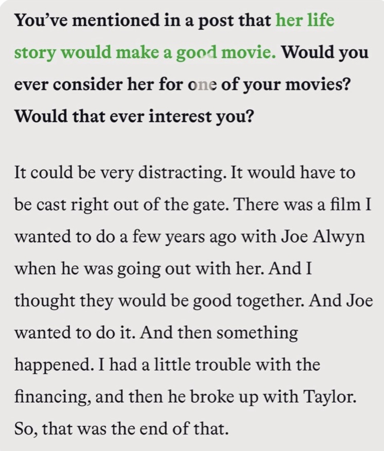 Was It All A Lie? Director Paul Schrader Interview Reveals Joe Alwyn Broke Up With Taylor Swift