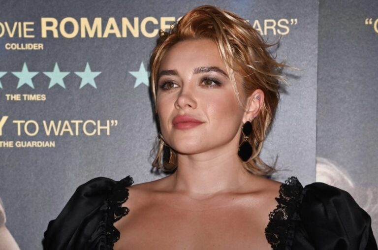 Florence Pugh Rocks Low Cut Black Dress At A 'We Live In Time' London Screening